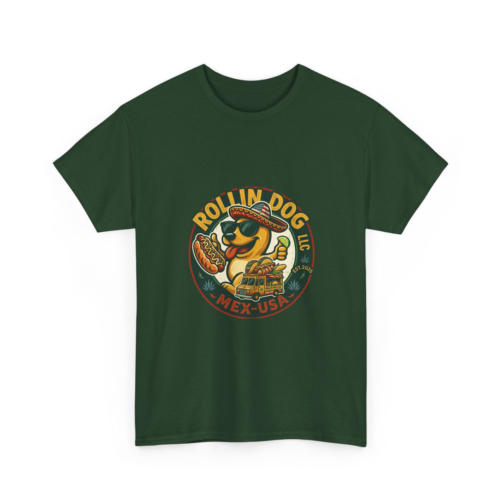 Rollin' Dog Hot Dog T-Shirt – Retro Mexican Street Food Graphic Tee