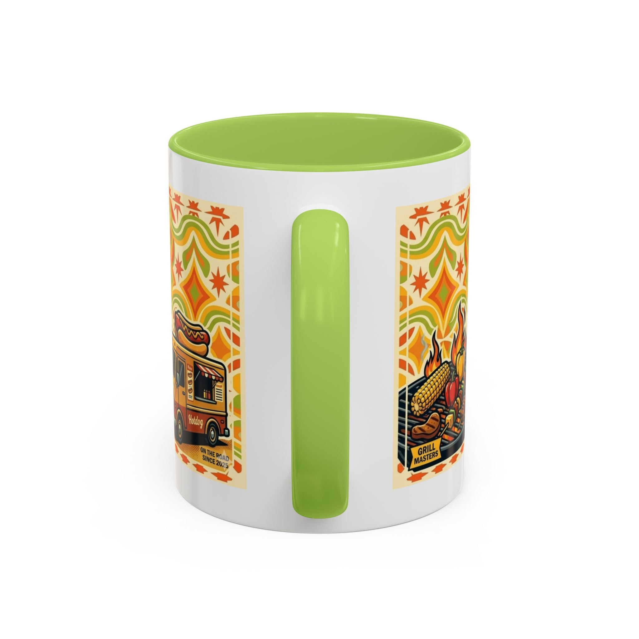 Retron Hot Dog Food Truck Accent Coffee Mug — "Rollin Dog" Retro Summer BBQ Mug (11/15oz)