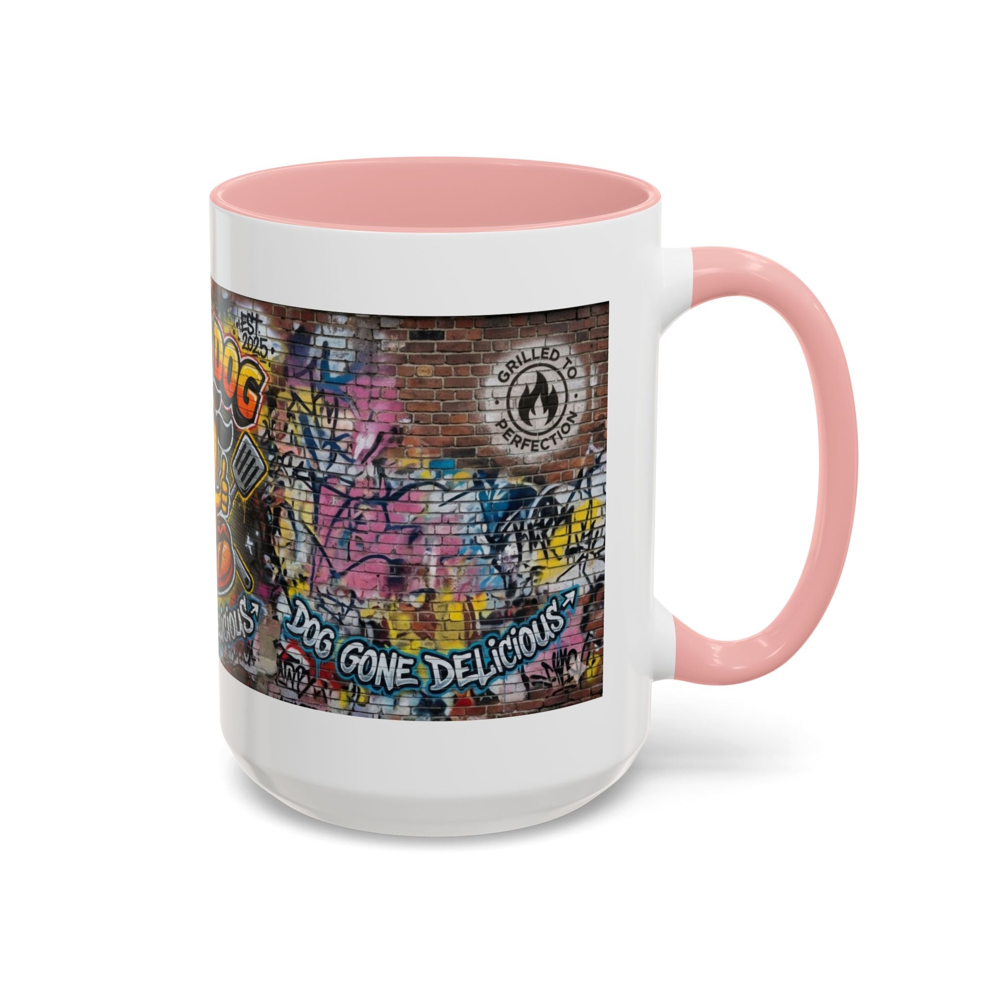Rollin' Dog Graffiti Coffee Mug – "Dog Gone Delicious" Accent Mug