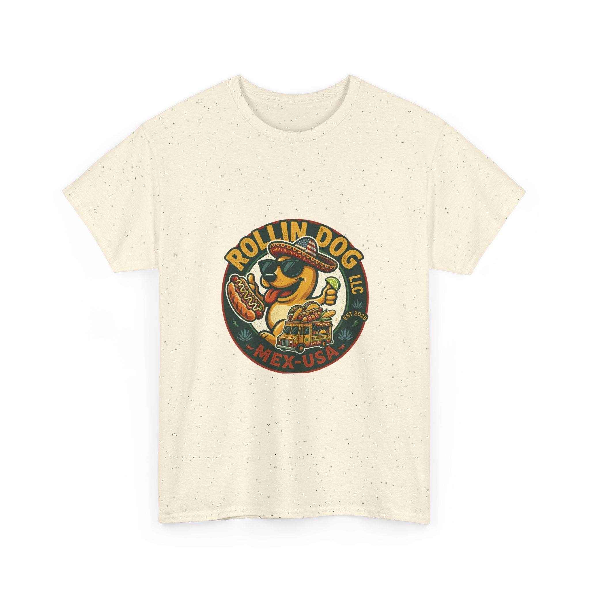 Rollin' Dog Hot Dog T-Shirt – Retro Mexican Street Food Graphic Tee