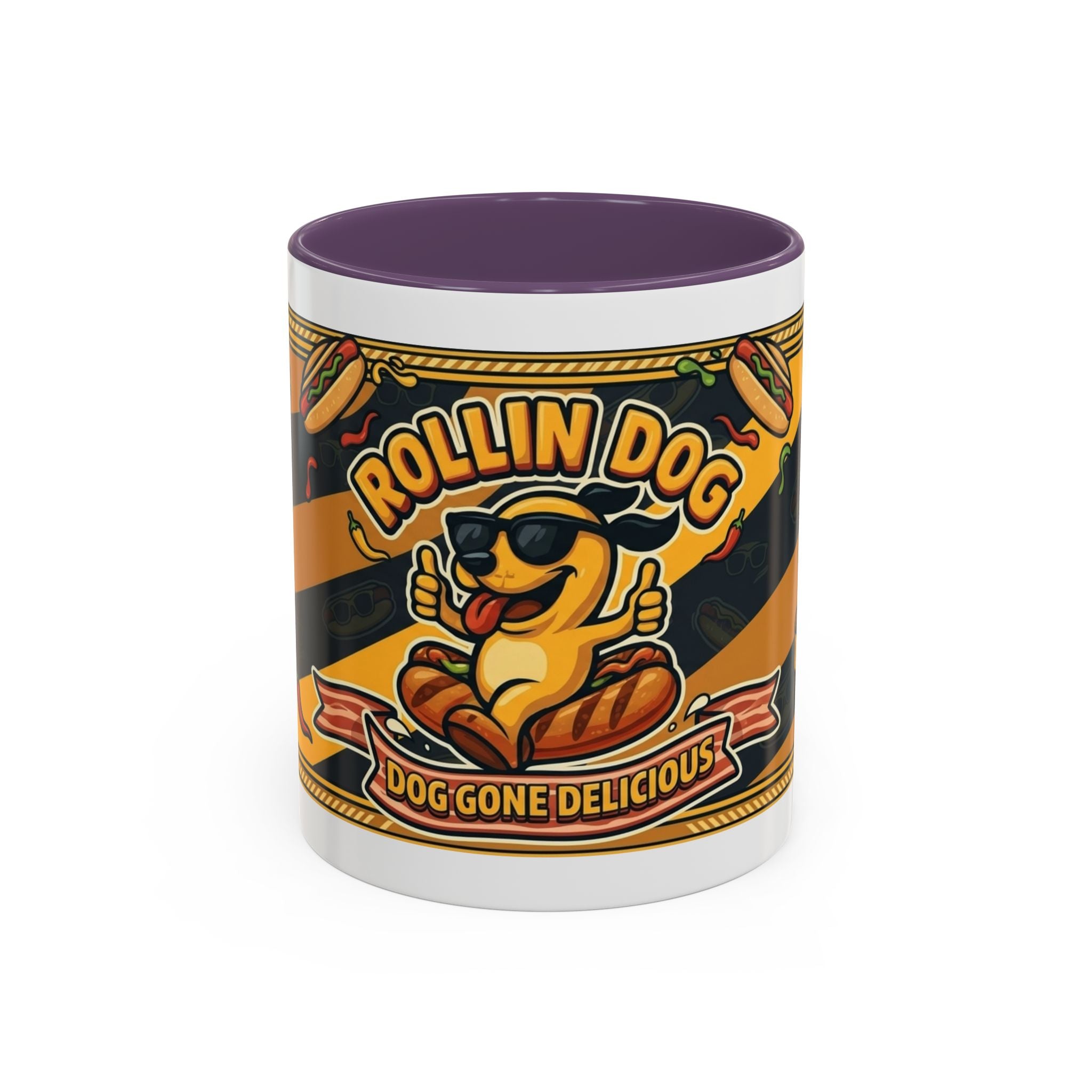 Rollin Dog Hot Dog Mug — Retro 'Dog Gone Delicious' Coffee Cup (11/15oz)