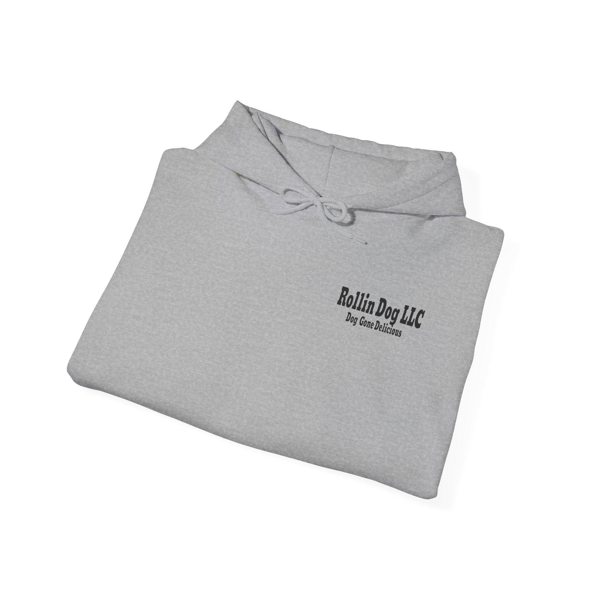 Rollin Dog LLC Skateboard Logo Hoodie — 'Dog Gone Delicious' Chef Hot Dog Graphic Hoodie
