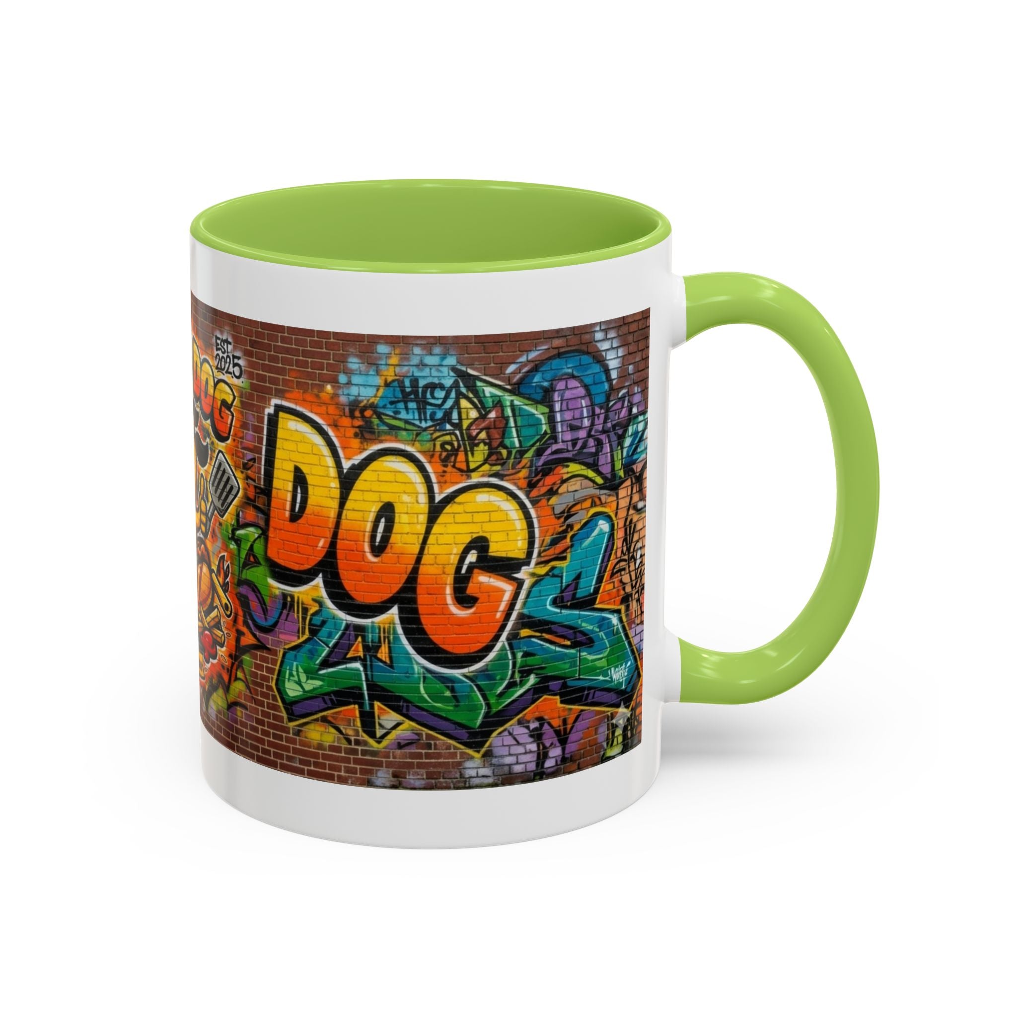 Rollin' Dog Graffiti Coffee Mug — Fun Hot Dog Street Art Accent Mug (11/15oz)