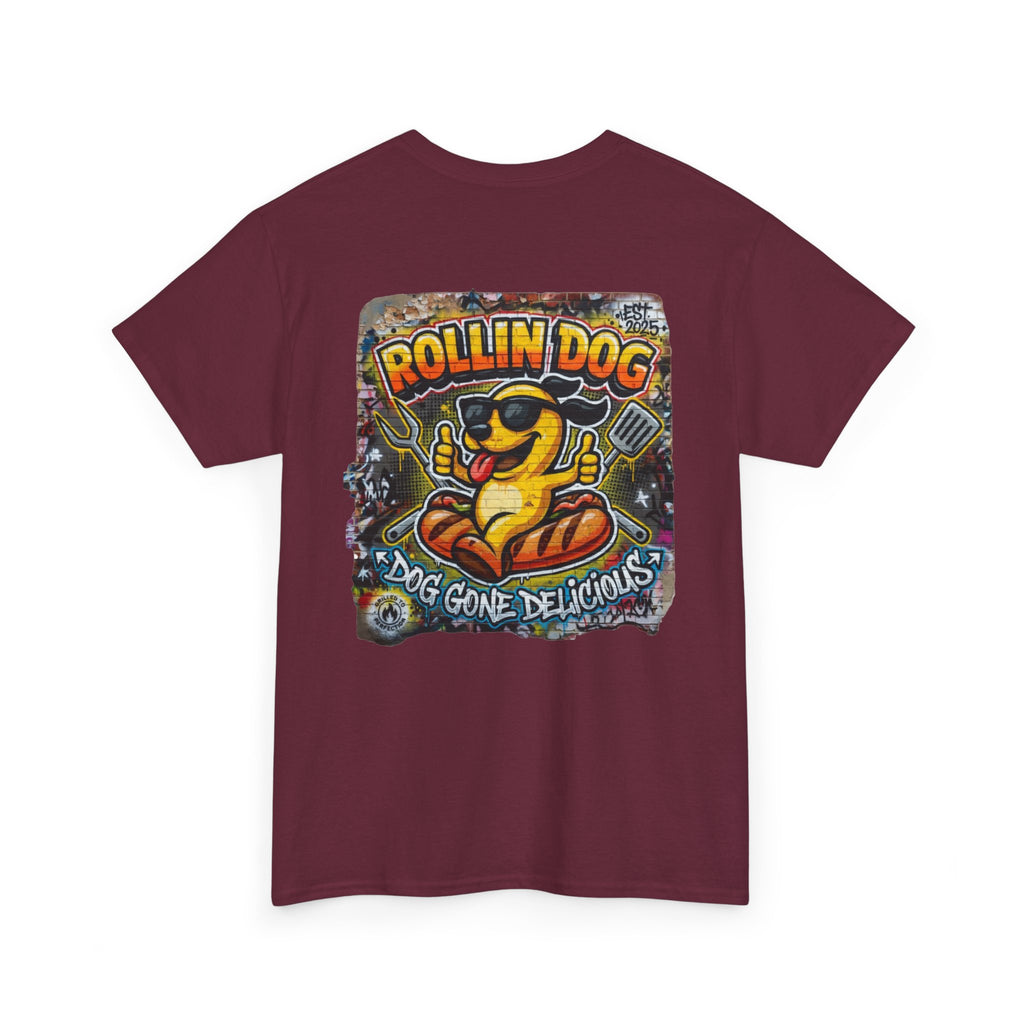 Rollin Dog Tee Graffiti 3 — 'Rollin Dog: Dog Gone Delicious' Graphic T‑Shirt