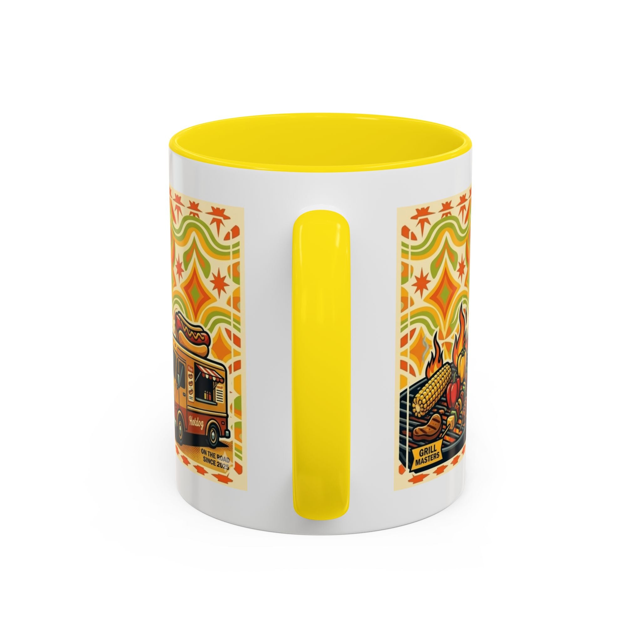 Retron Hot Dog Food Truck Accent Coffee Mug — "Rollin Dog" Retro Summer BBQ Mug (11/15oz)