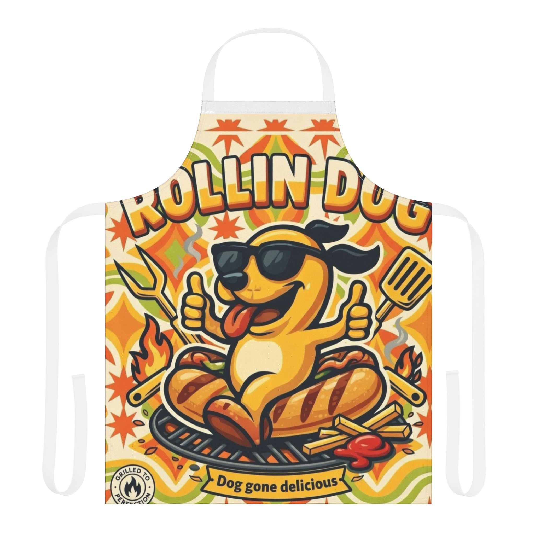 Grilling Apron — "Rollin Dog" Hot Dog BBQ Apron (Dog Gone Delicious)