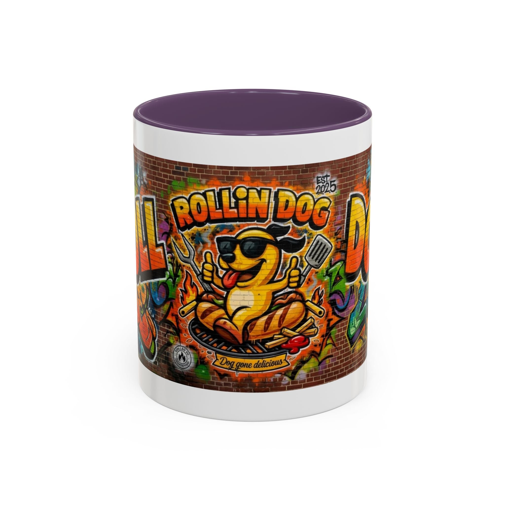 Rollin' Dog Graffiti Coffee Mug — Fun Hot Dog Street Art Accent Mug (11/15oz)