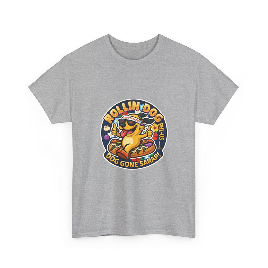 T-Shirt — "Rollin Dog" Hot Dog Graphic Tee (Dog Gone Saked!)