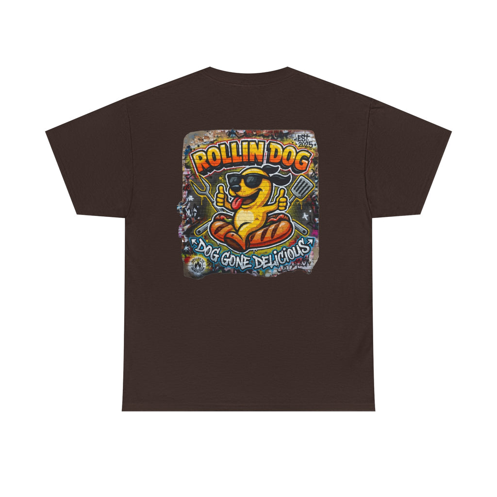 Rollin Dog Tee Graffiti 3 — 'Rollin Dog: Dog Gone Delicious' Graphic T‑Shirt