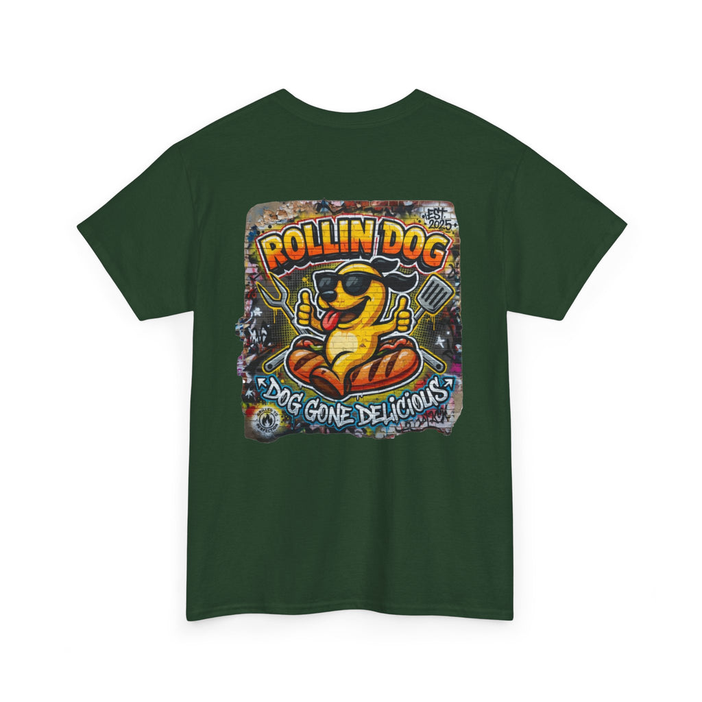 Rollin Dog Tee Graffiti 3 — 'Rollin Dog: Dog Gone Delicious' Graphic T‑Shirt