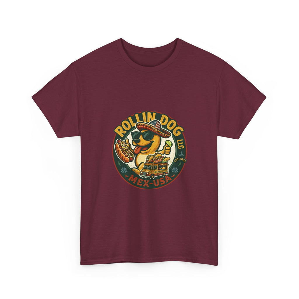 Rollin' Dog Hot Dog T-Shirt – Retro Mexican Street Food Graphic Tee