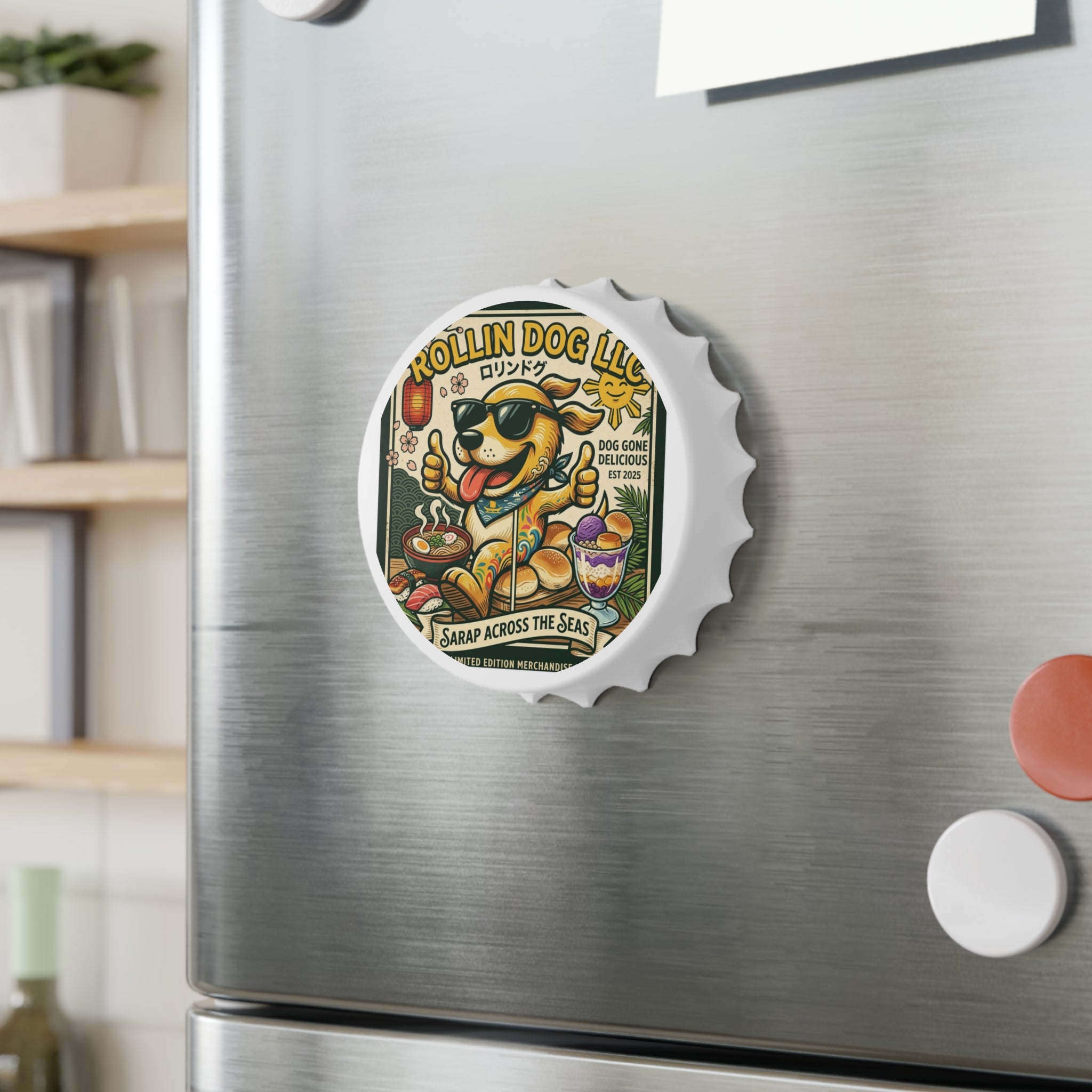 Bottle Opener — Retro Tropical Dog Design 'Rollin Dog LLC'