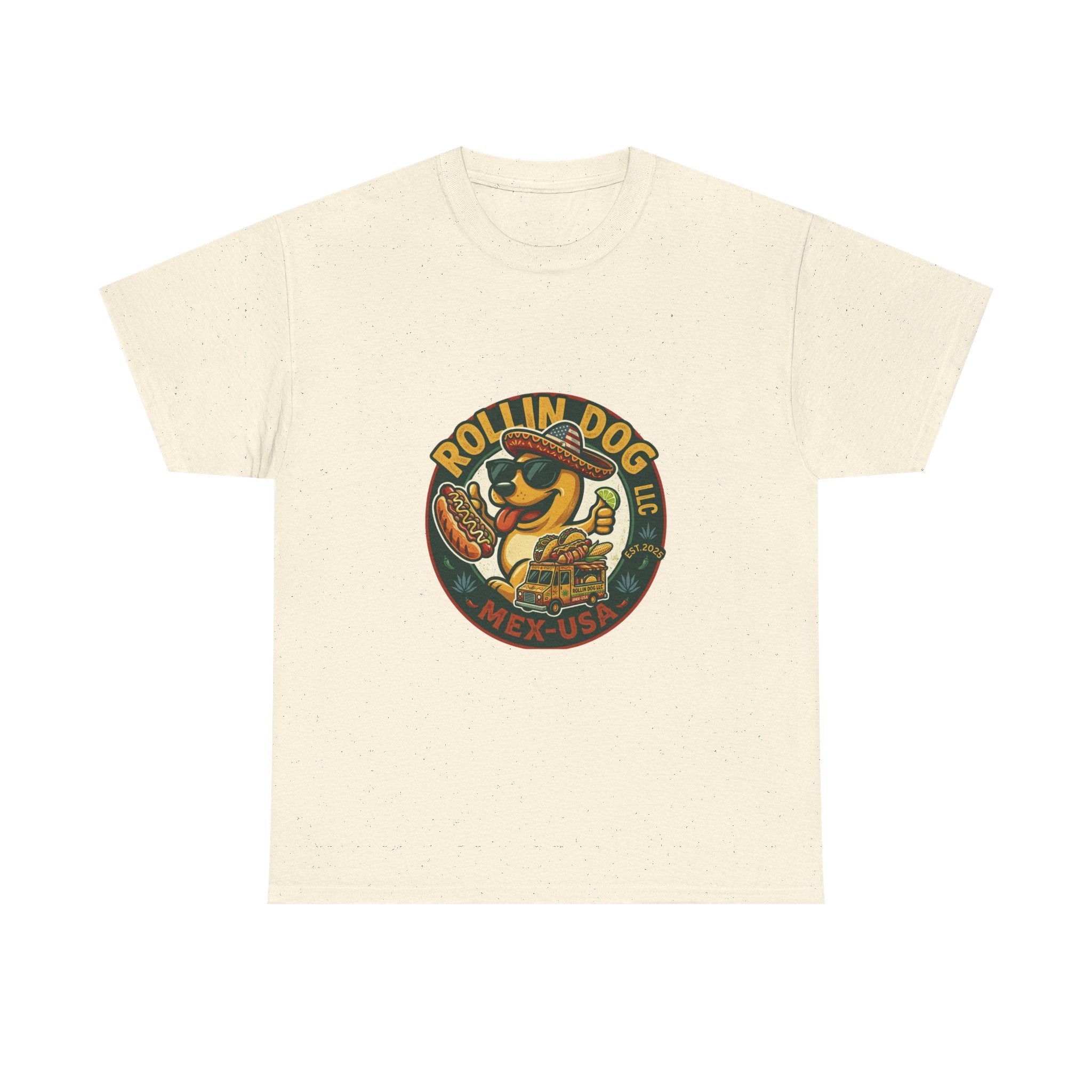 Rollin' Dog Hot Dog T-Shirt – Retro Mexican Street Food Graphic Tee
