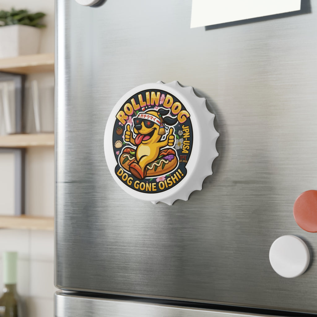 Bottle Opener — Rollin' Dog 'Dog Gone Oishi!' Cute Hot Dog Dachshund Novelty Bottle Opener