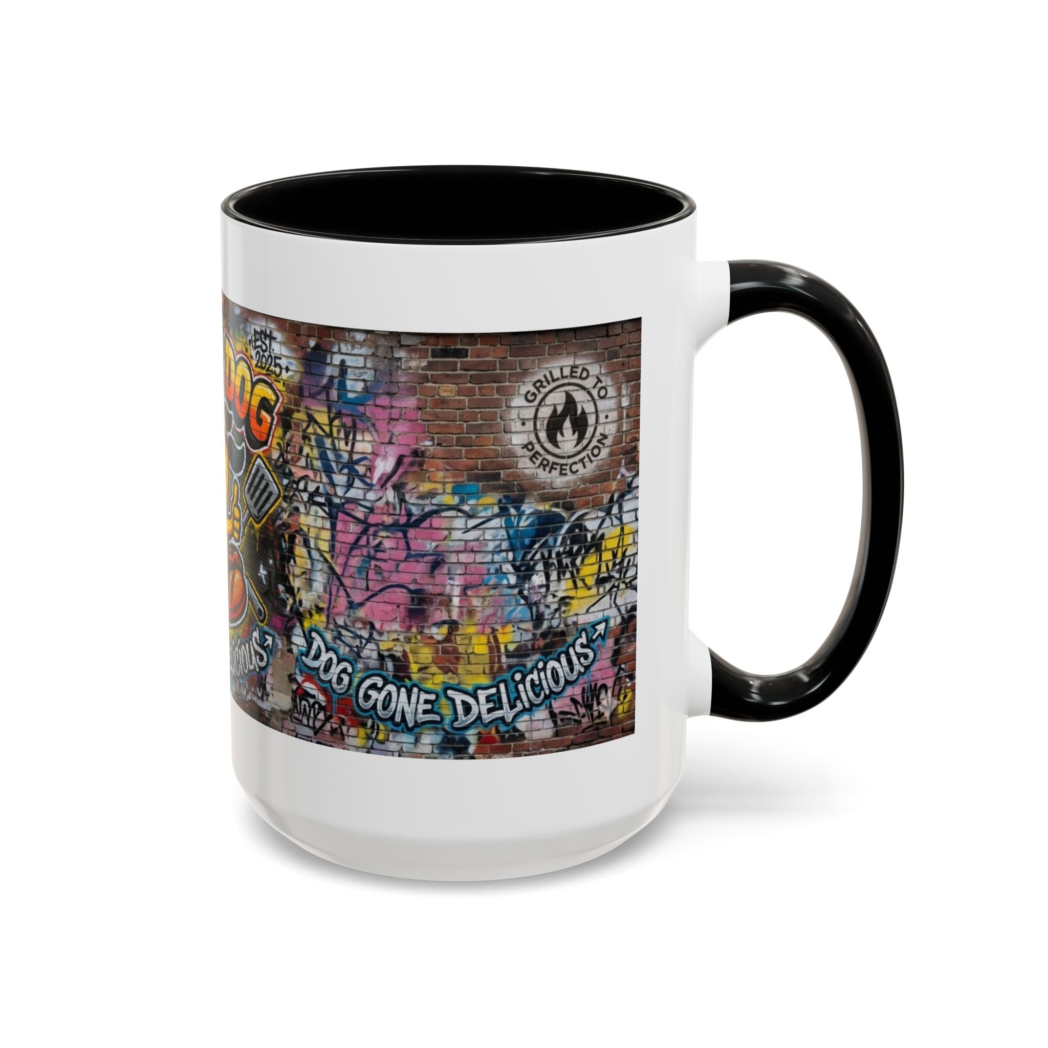 Rollin' Dog Graffiti Coffee Mug – "Dog Gone Delicious" Accent Mug
