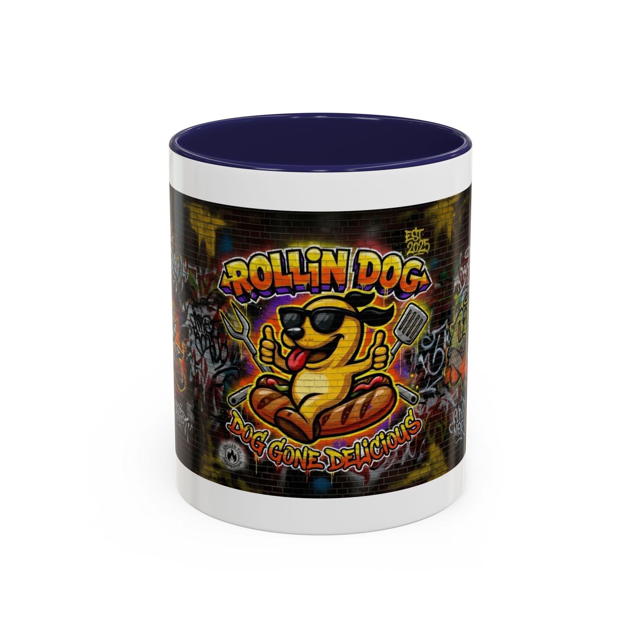 Rollin Dog Hot Dog Mug — Graffiti Skate Vibe Coffee Cup (11/15oz)