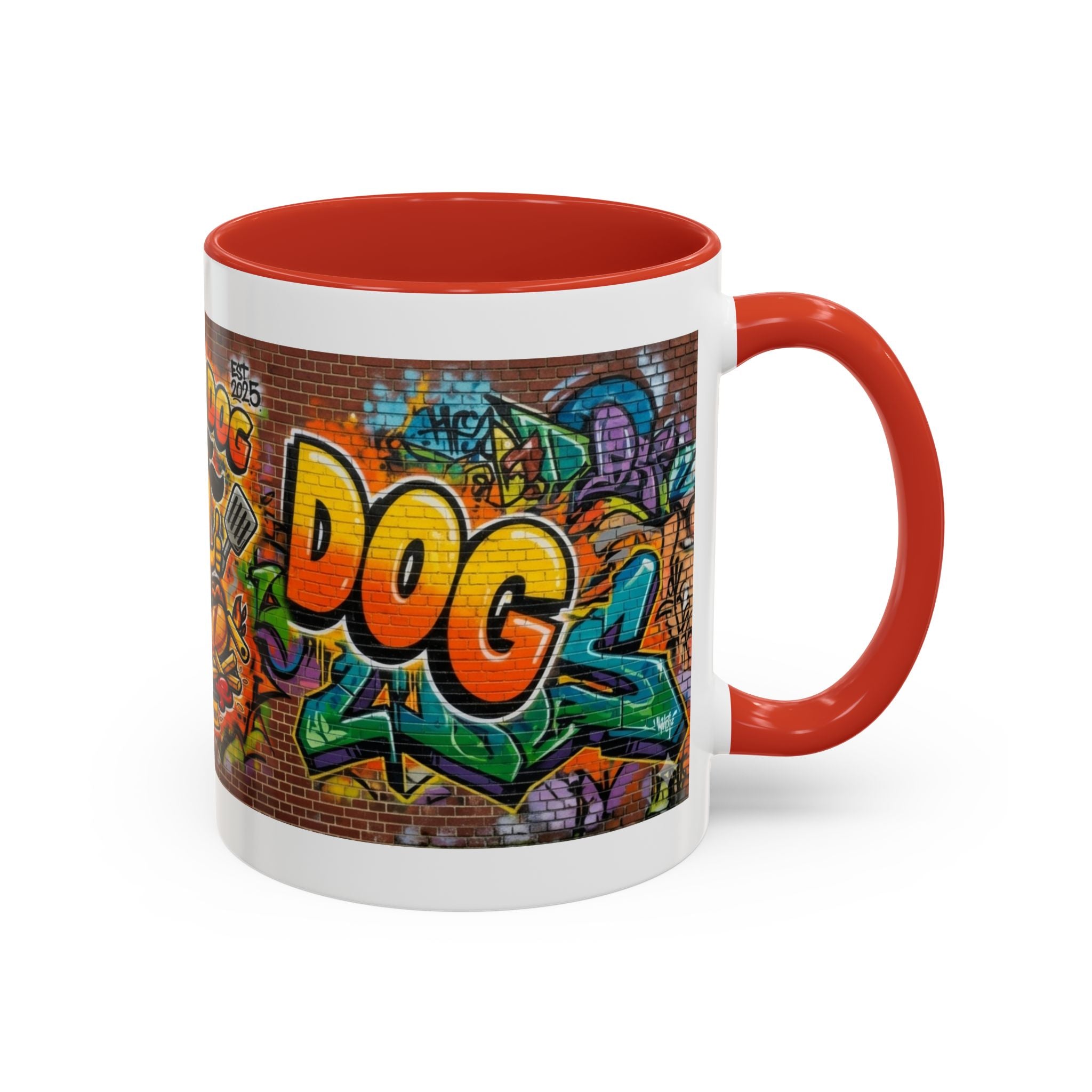 Rollin' Dog Graffiti Coffee Mug — Fun Hot Dog Street Art Accent Mug (11/15oz)