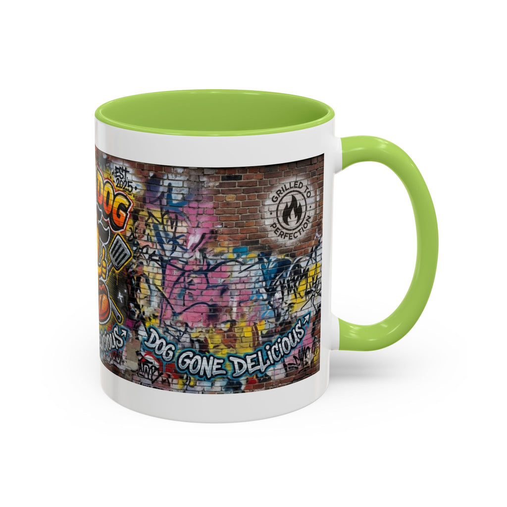 Rollin' Dog Graffiti Coffee Mug – "Dog Gone Delicious" Accent Mug