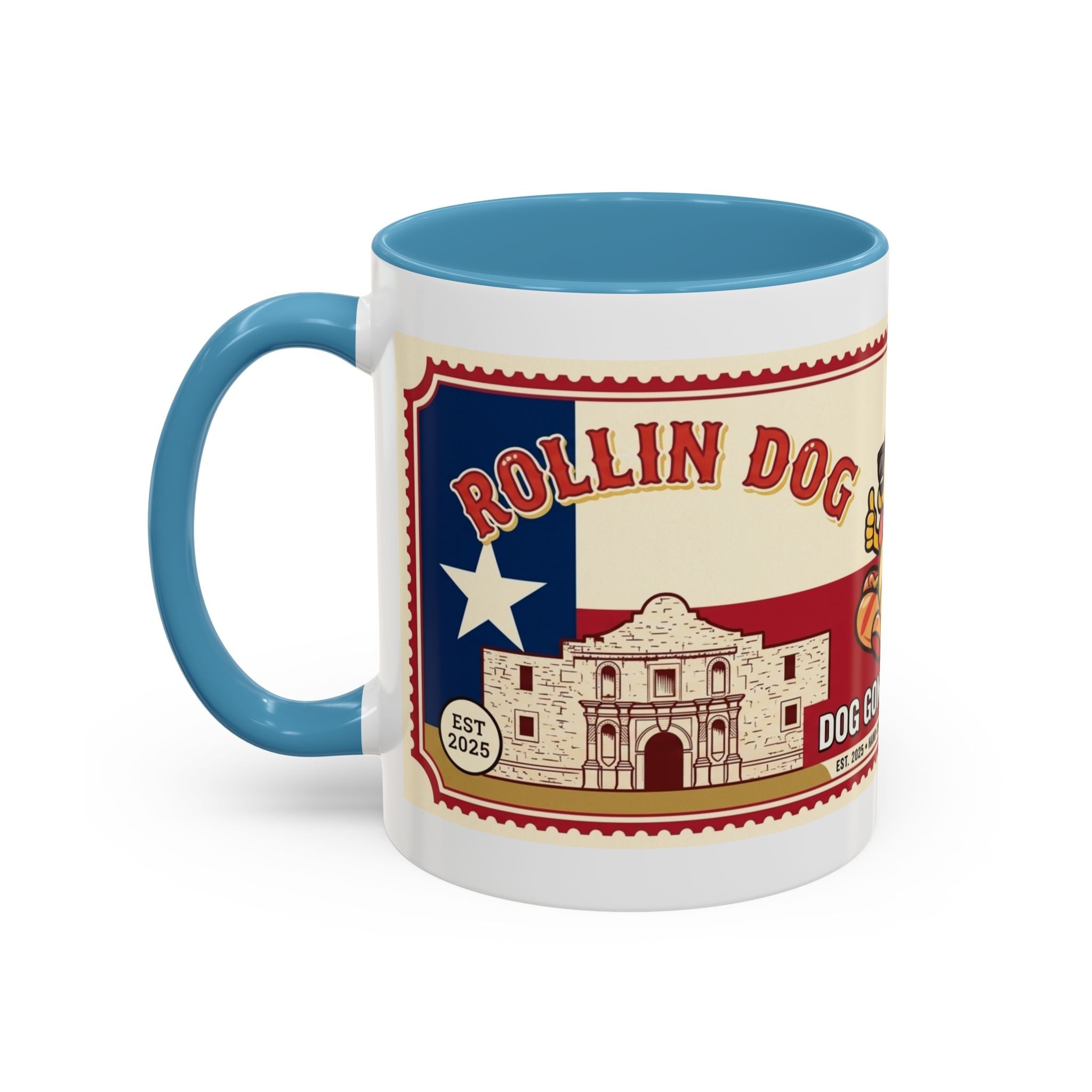 Rollin Dog Coffee Mug — Retro 'Dog Gone Delicious' Hot Dog Design (11/15oz)
