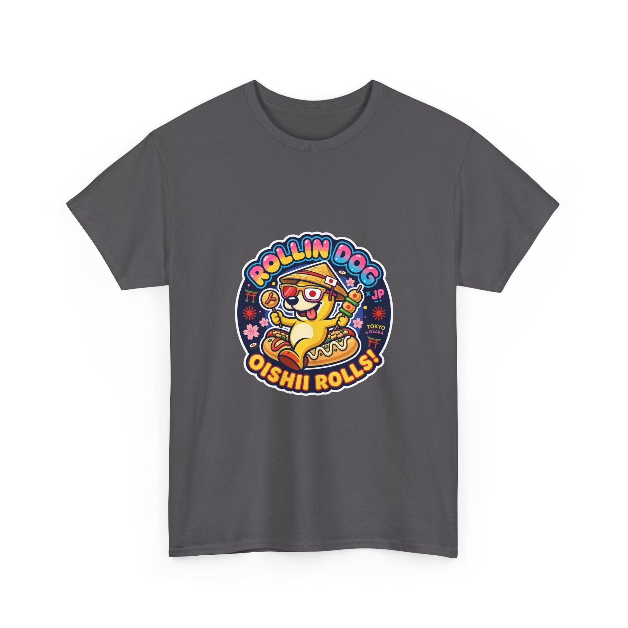 T-Shirt — "Rollin Dog Oishii Rolls" Cute Sushi Dog Graphic Tee