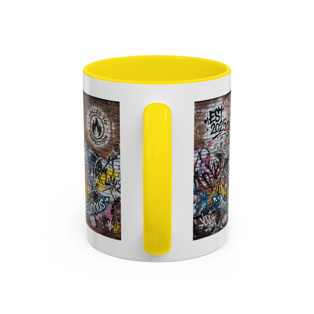 Rollin' Dog Graffiti Coffee Mug – "Dog Gone Delicious" Accent Mug