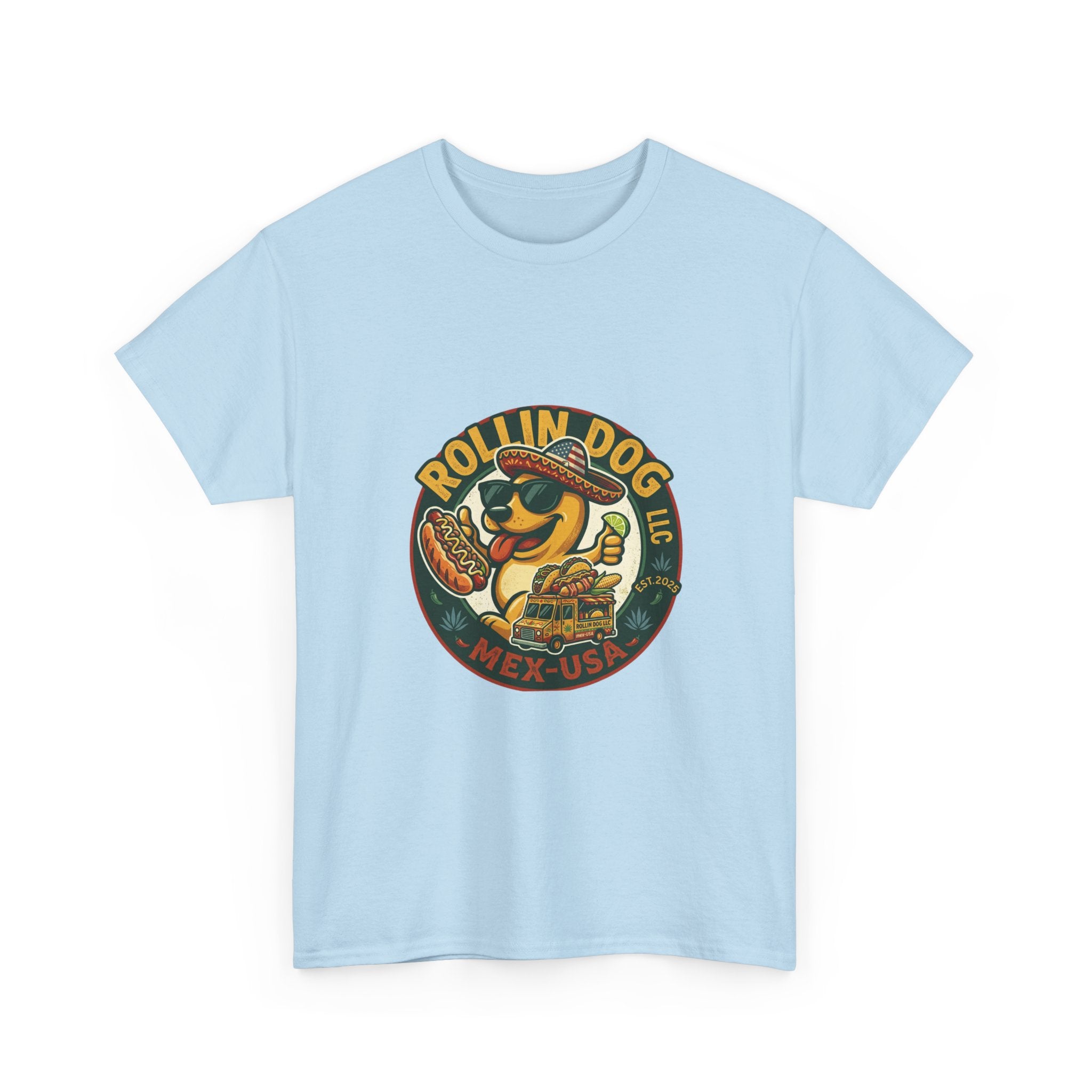 Rollin' Dog Hot Dog T-Shirt – Retro Mexican Street Food Graphic Tee