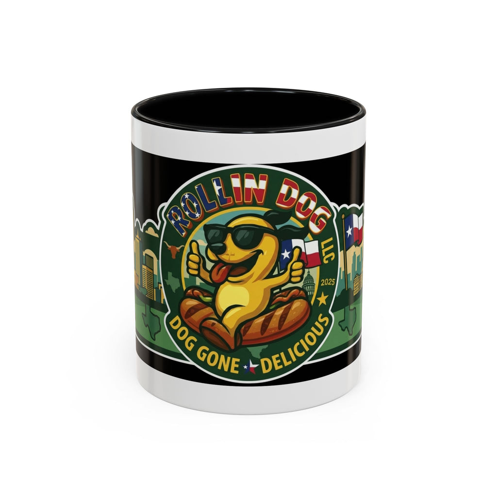 San Antonio Rollin Dog Coffee Mug — Fun Hot Dog Logo Accent Mug (11/15oz)