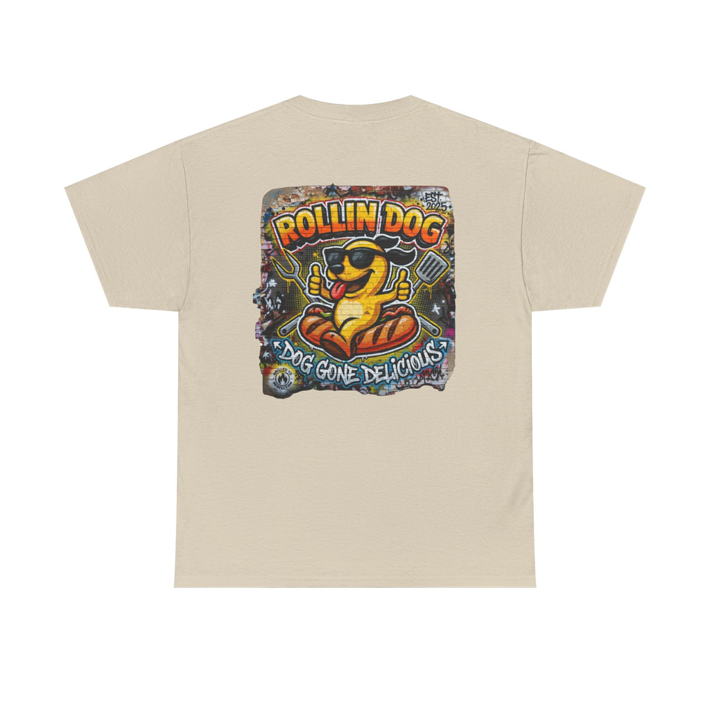 Rollin Dog Tee Graffiti 3 — 'Rollin Dog: Dog Gone Delicious' Graphic T‑Shirt