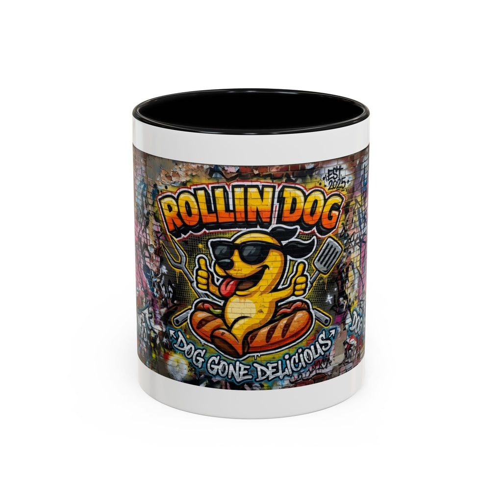 Rollin' Dog Graffiti Coffee Mug – "Dog Gone Delicious" Accent Mug