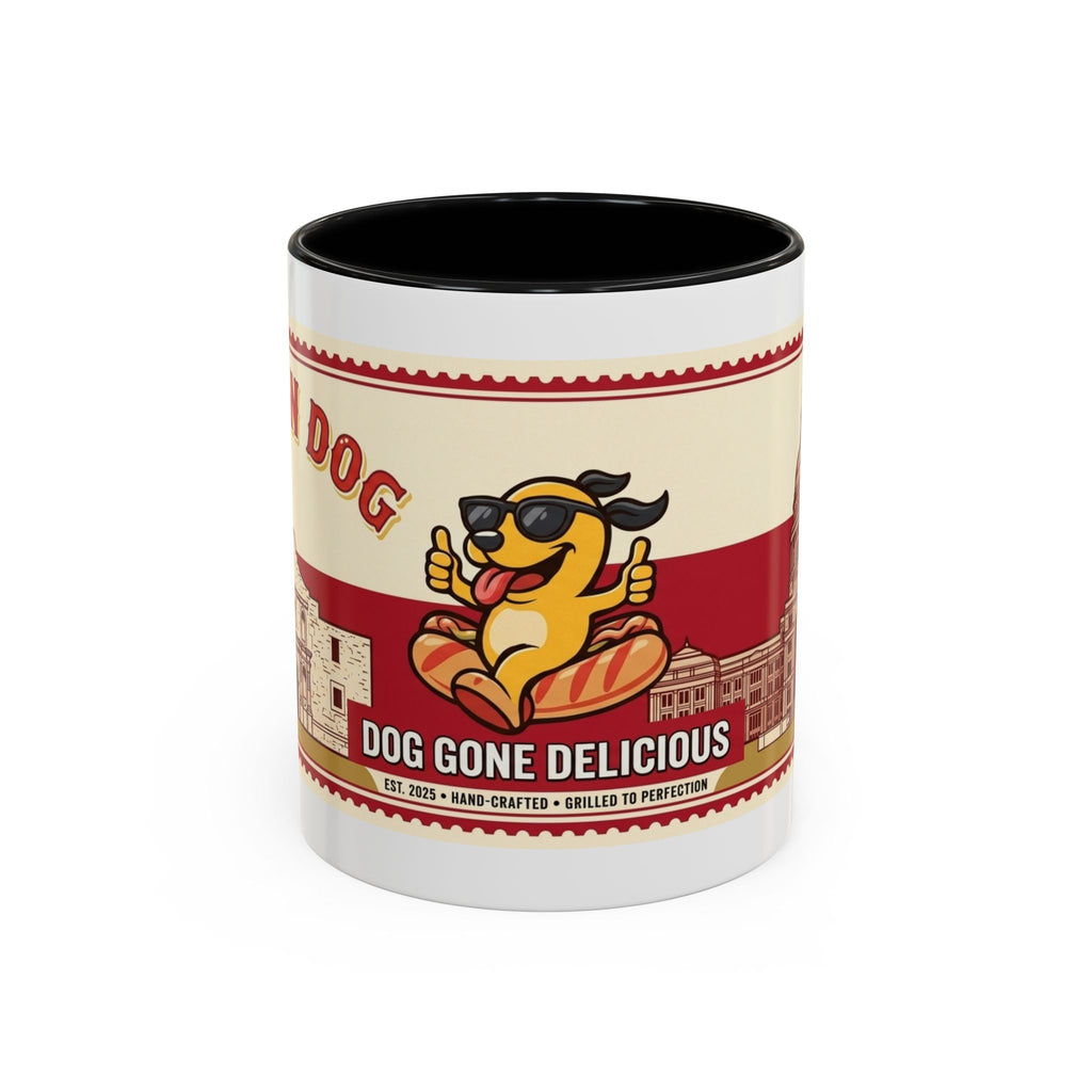 Rollin Dog Coffee Mug — Retro 'Dog Gone Delicious' Hot Dog Design (11/15oz)
